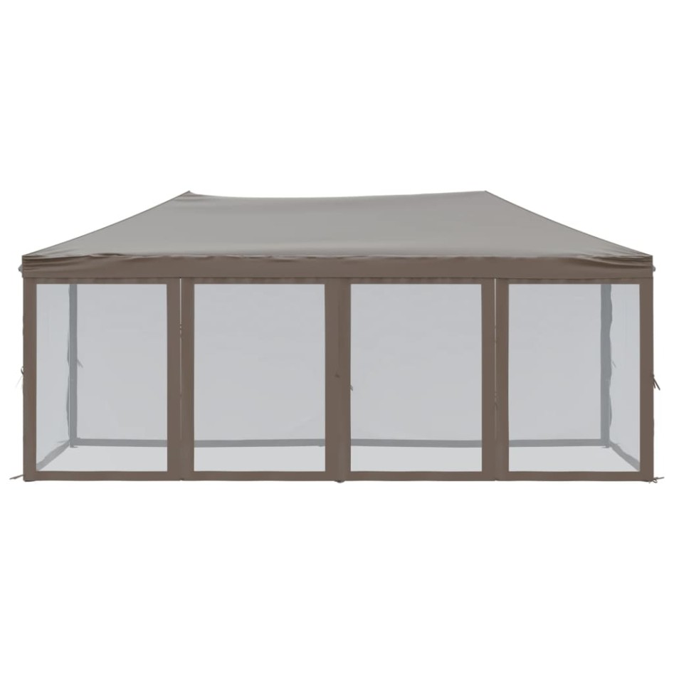 Carpa para fiestas plegable con paredes gris taupé 3x6