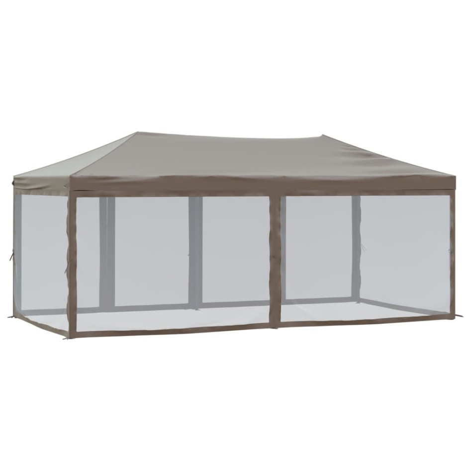 Carpa para fiestas plegable con paredes gris taupé 3x6