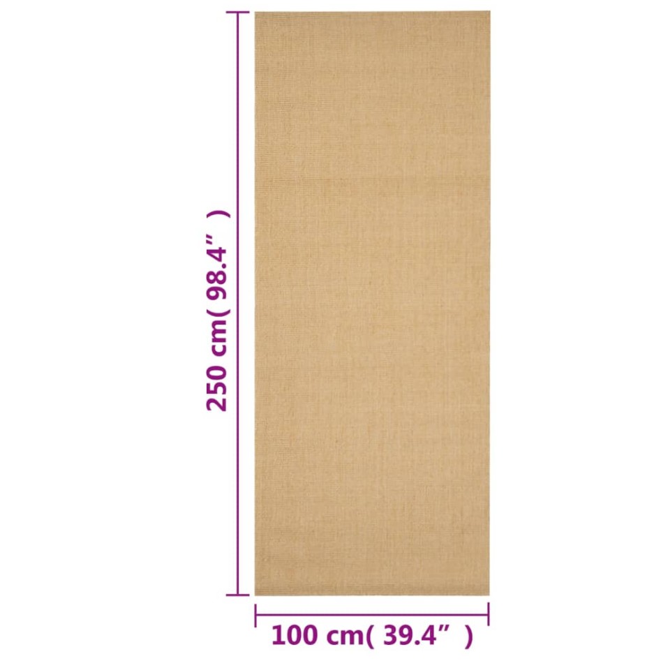 Alfombra de sisal natural 100x250