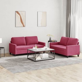 Juego de sofás con cojines 2 piezas terciopelo rojo