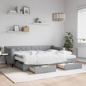 Sofá cama nido con cajones tela gris claro 80x200