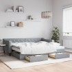 Sofá cama nido con cajones tela gris claro 90x200 cm