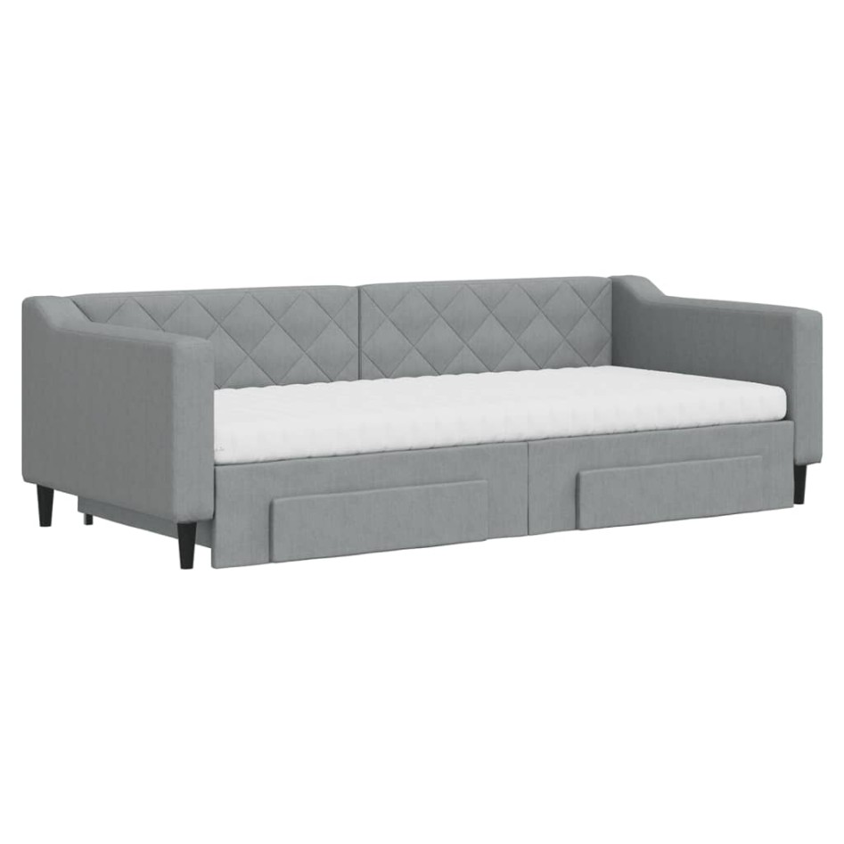 Sofá cama nido con cajones tela gris claro 90x200