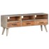 Mueble para TV madera maciza de mango rugosa gris 130x35x51