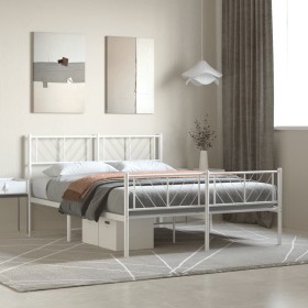 Estructura cama sin colchón con estribo metal blanco 160x200