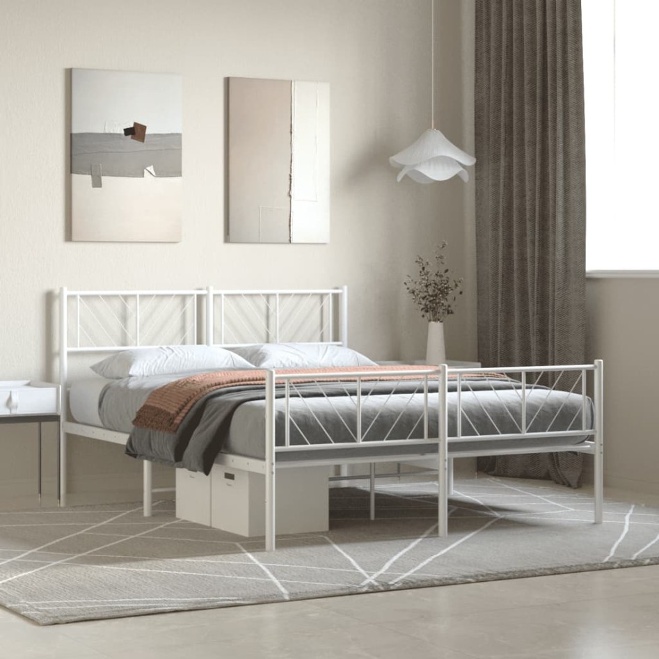 Estructura cama sin colchón con estribo metal blanco 160x200