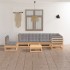 Juego de muebles de jardín 7 pzas y cojines madera maciza