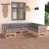 Juego de muebles de jardín 7 pzas y cojines madera maciza