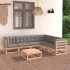 Juego de muebles de jardín 7 pzas y cojines madera maciza