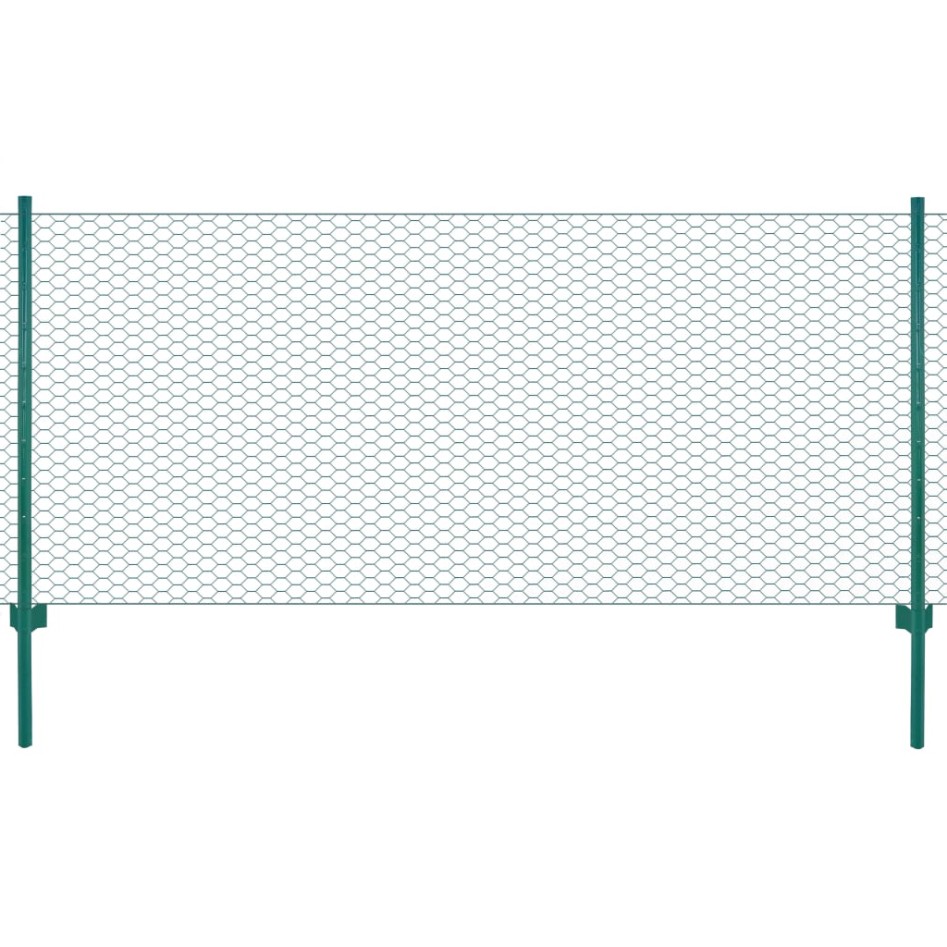Valla de malla de alambre con postes de acero 25x1 m