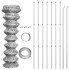Valla tela metálica y postes acero galvanizado plata 15x1,5