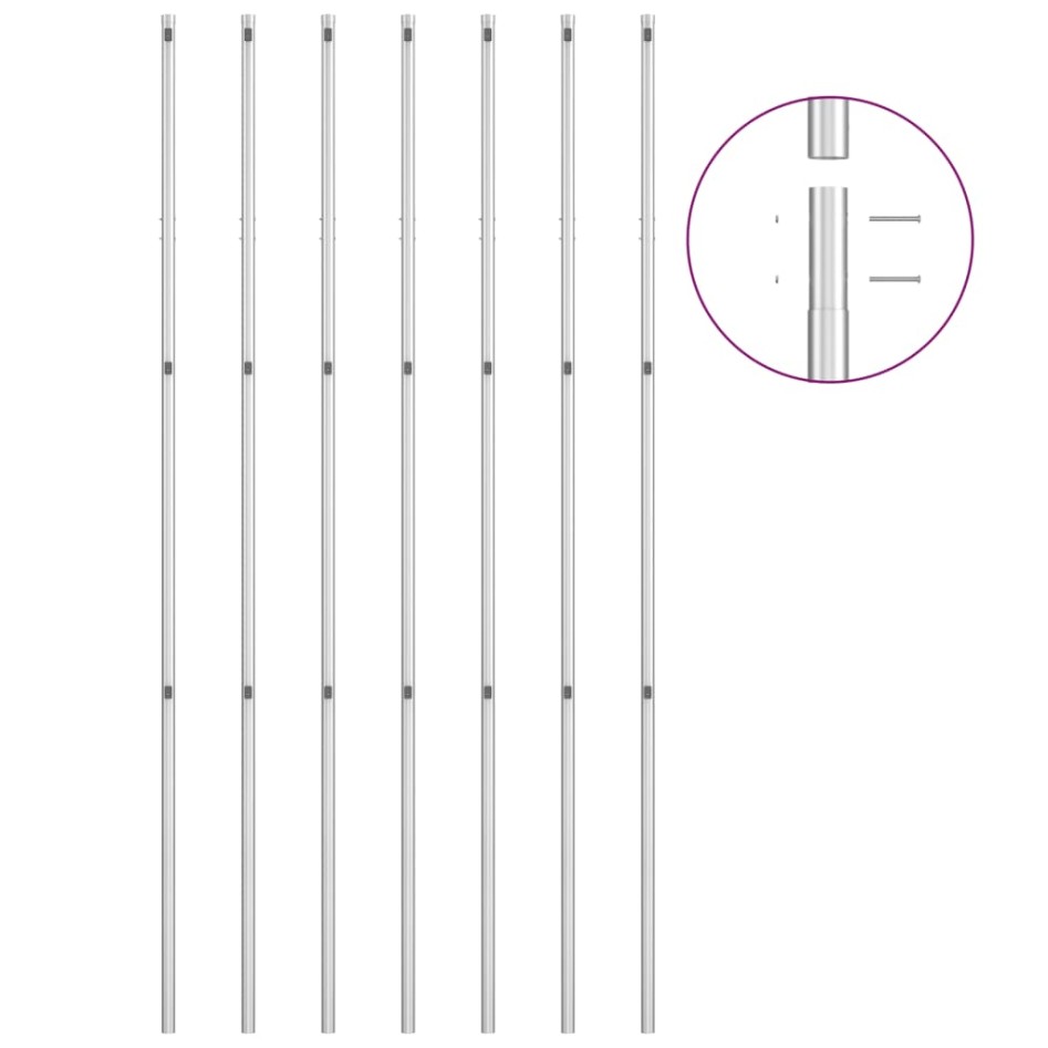 Valla tela metálica y postes acero galvanizado plata 15x1,5