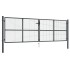 Puerta de malla de jardín acero galvanizado gris 400x175