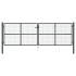 Puerta de malla de jardín acero galvanizado gris 400x175