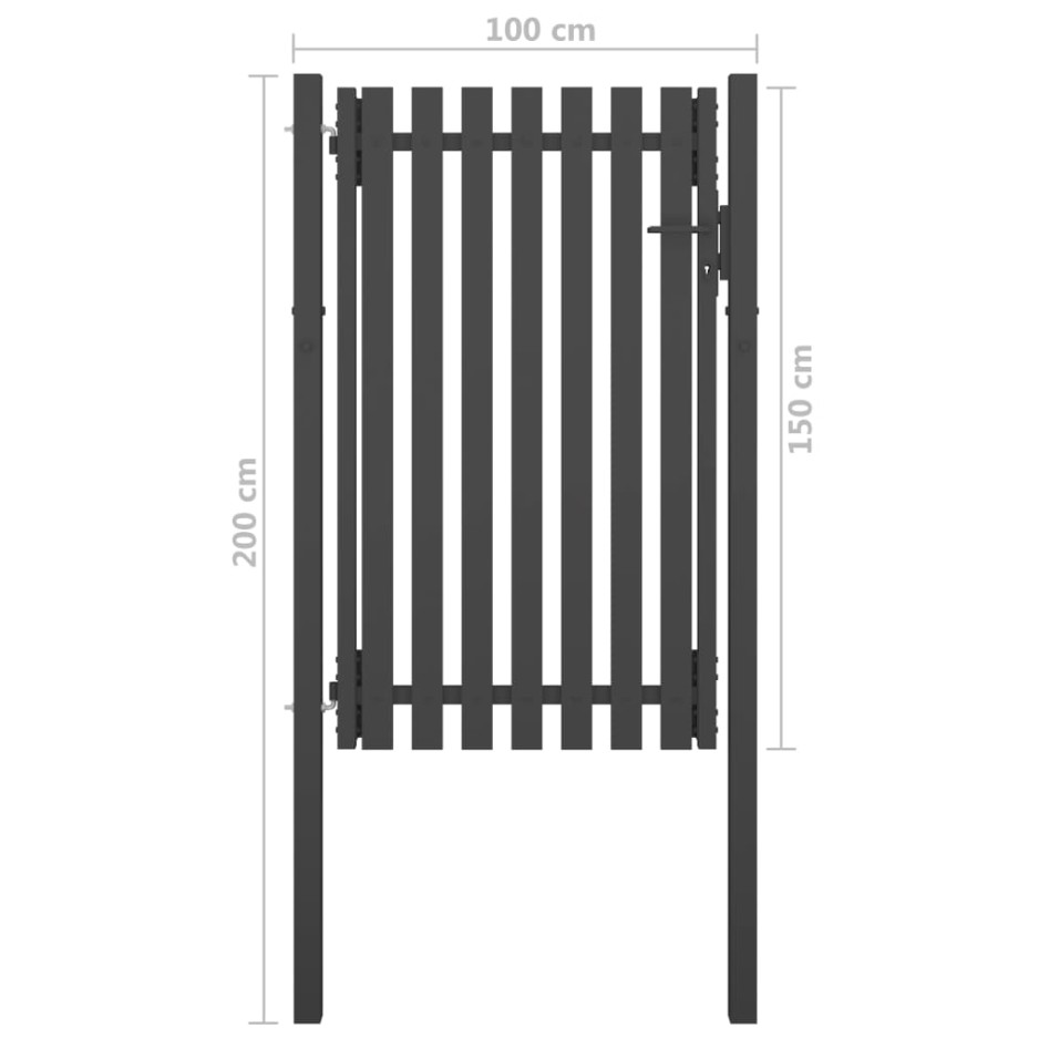 Puerta de valla para jardín de acero gris antracita 1x2