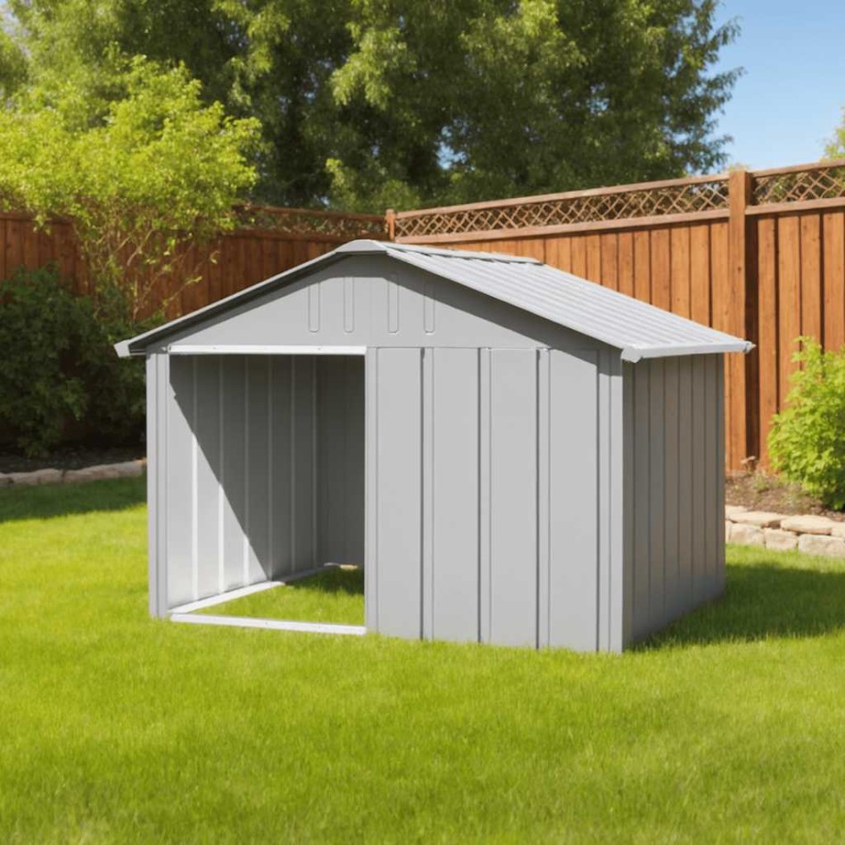 Casa para perros acero galvanizado gris 116,5x153x81,5
