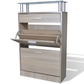 Mueble zapatero cajón y estante superior vidrio aspecto