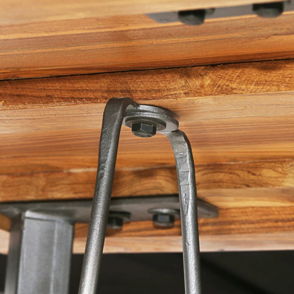 Juego de mesa alta y taburetes 3 piezas teca maciza