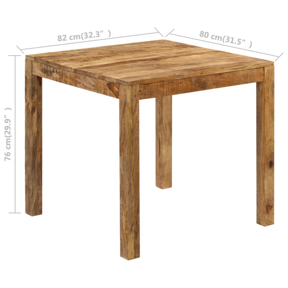 Mesa de comedor de madera maciza de mango 82x80x76