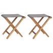 Sillas plegables 2 uds madera maciza de teca y tela gris oscuro