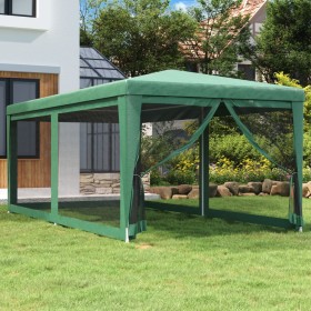 Carpa para fiestas con 6 paredes de malla HDPE verde 3x6