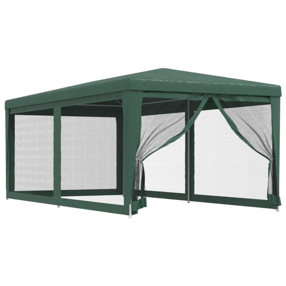 Carpa para fiestas con 6 paredes de malla HDPE verde 3x6