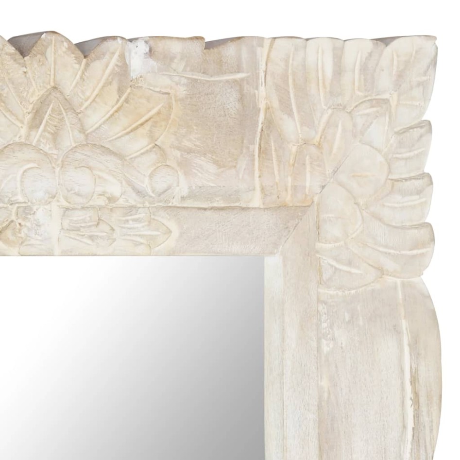 Espejo de madera maciza de mango blanco 110x50