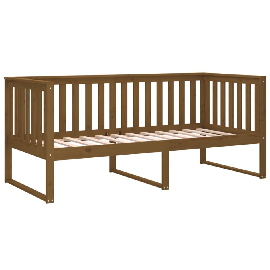Sofá cama de madera maciza de pino marrón miel 90x190