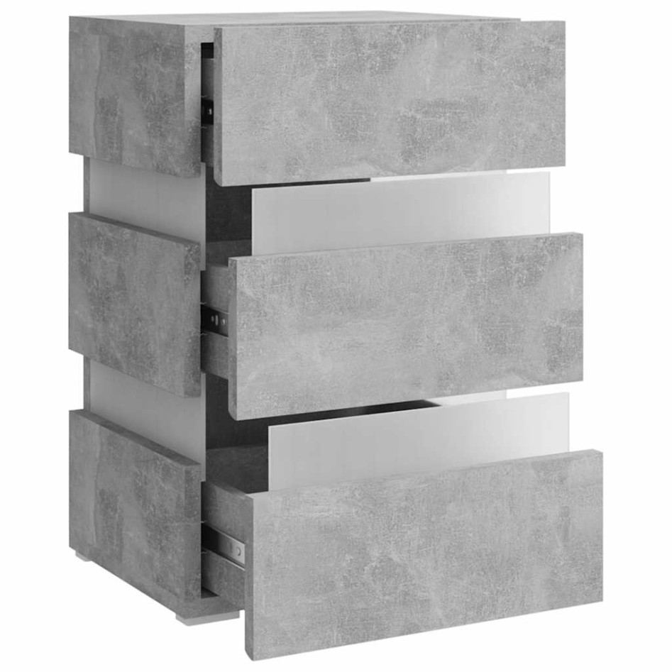 Mesita de noche LED madera ingeniería gris hormigón 45x35x67