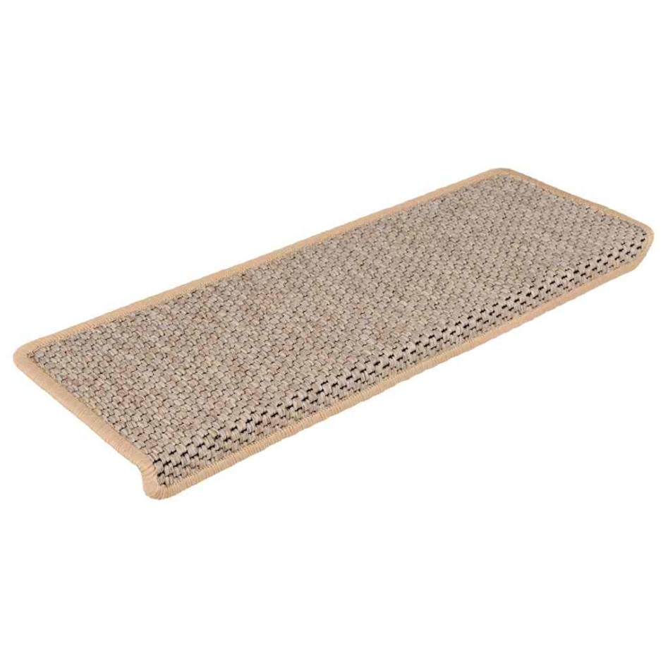 Alfombrilla autoadhesiva escalera sisal 15 uds beige 65x21x4