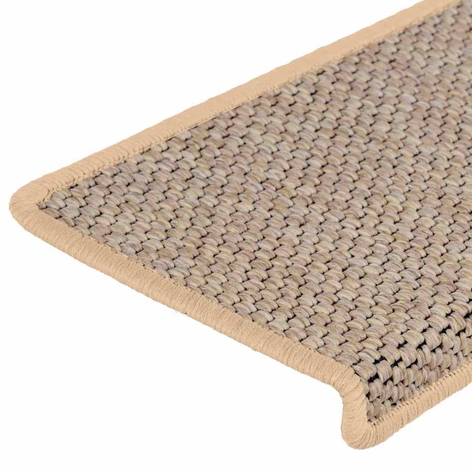 Alfombrilla autoadhesiva escalera sisal 15 uds beige 65x21x4