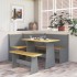 Banco de esquina REINE madera maciza de pino marrón gris 151