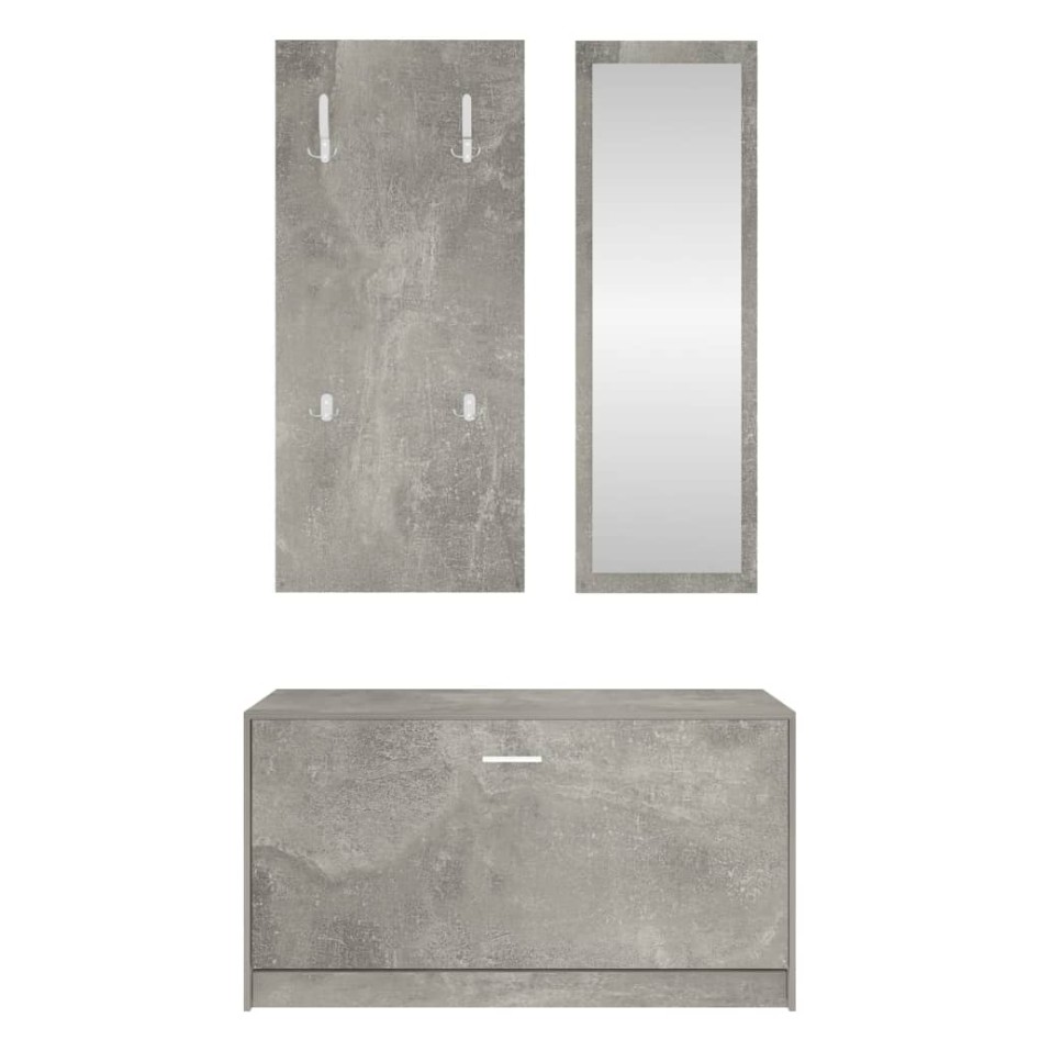 Set mueble zapatero 3 en 1 madera contrachapada gris