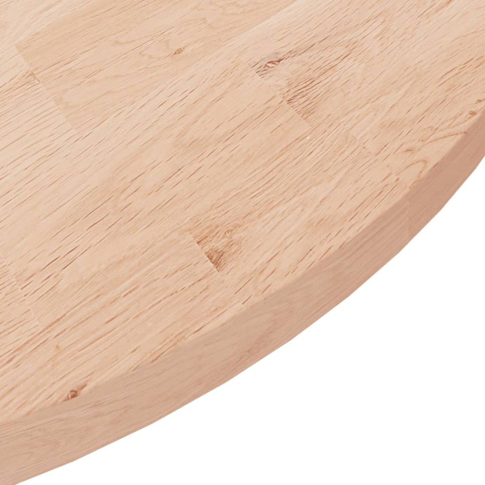 Superficie de mesa redonda madera de roble sin tratar