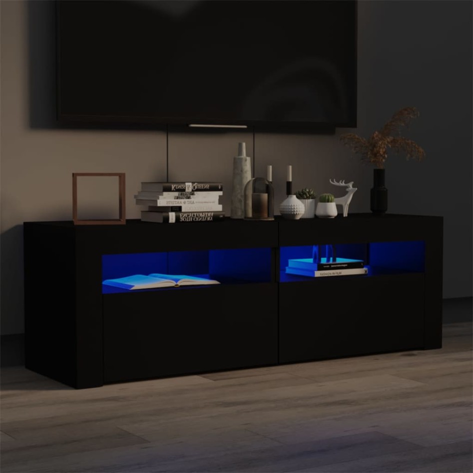 Mueble de TV con luces LED negro 120x35x40
