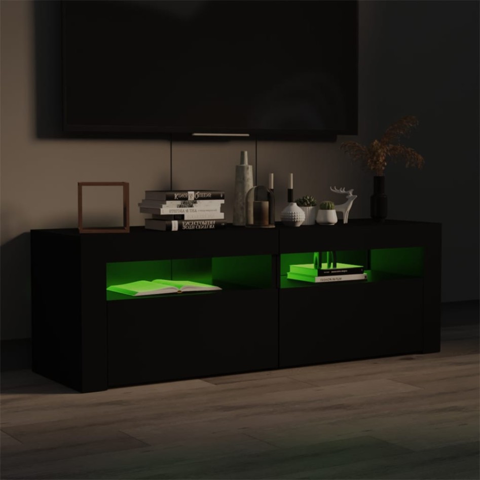 Mueble de TV con luces LED negro 120x35x40