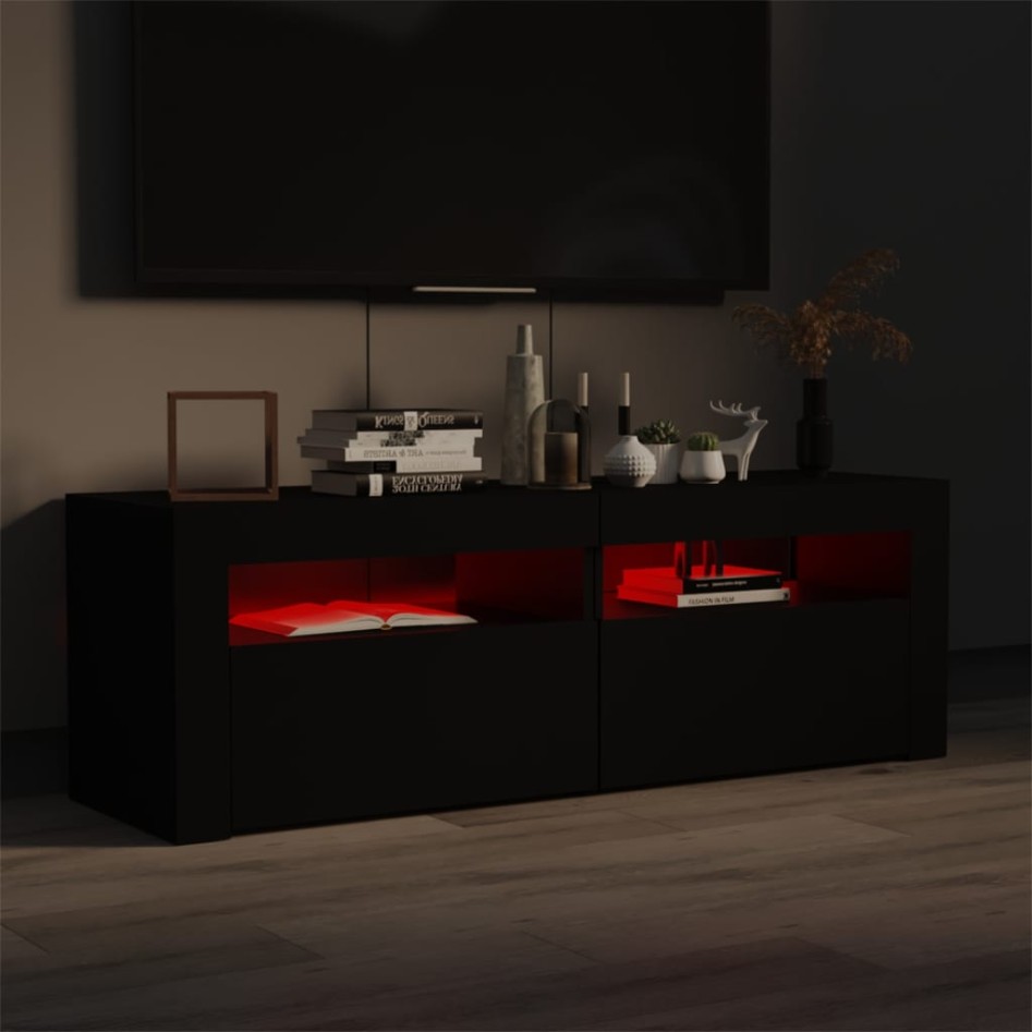 Mueble de TV con luces LED negro 120x35x40