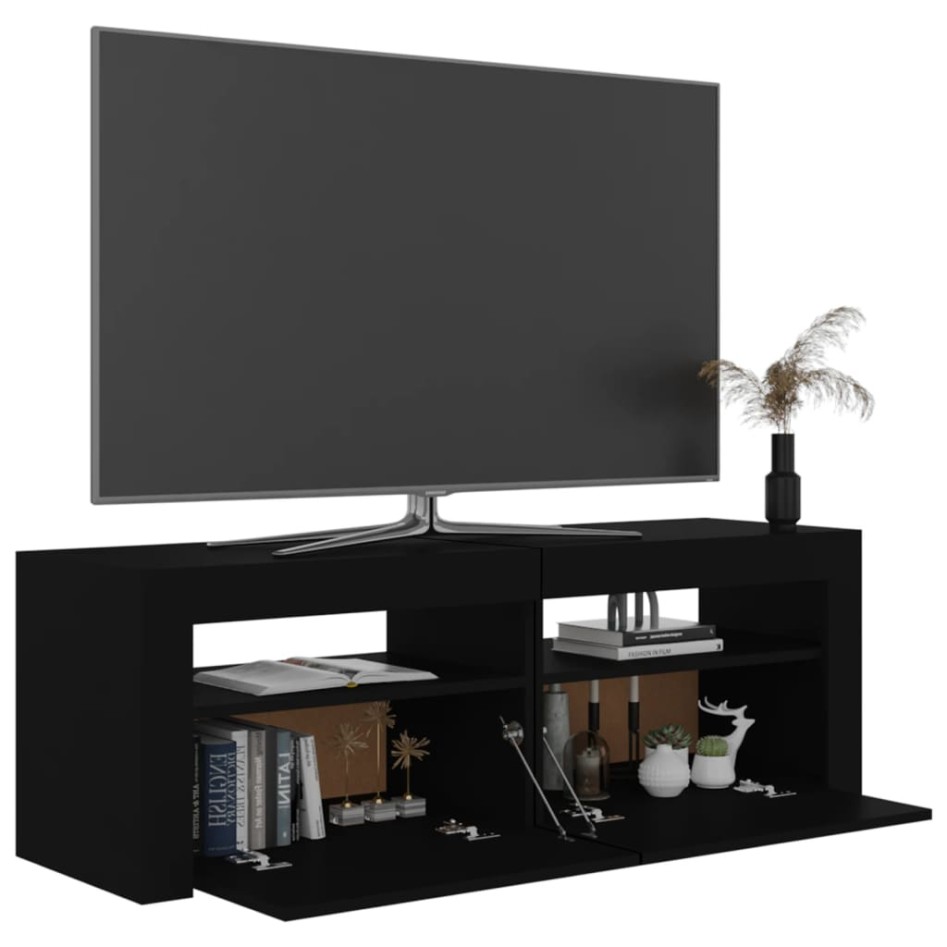 Mueble de TV con luces LED negro 120x35x40