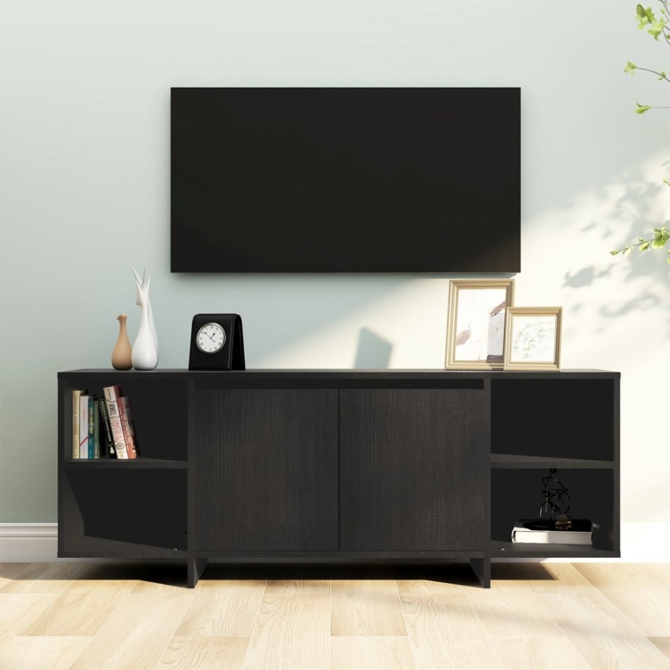 Mueble para TV madera contrachapada negro 130x35x50