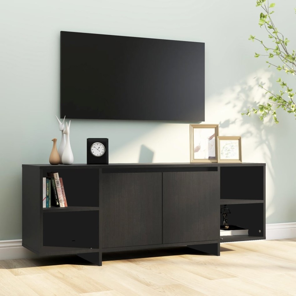 Mueble para TV madera contrachapada negro 130x35x50