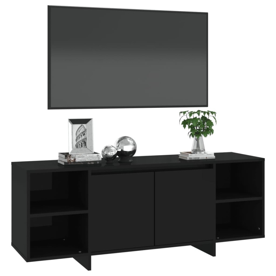 Mueble para TV madera contrachapada negro 130x35x50
