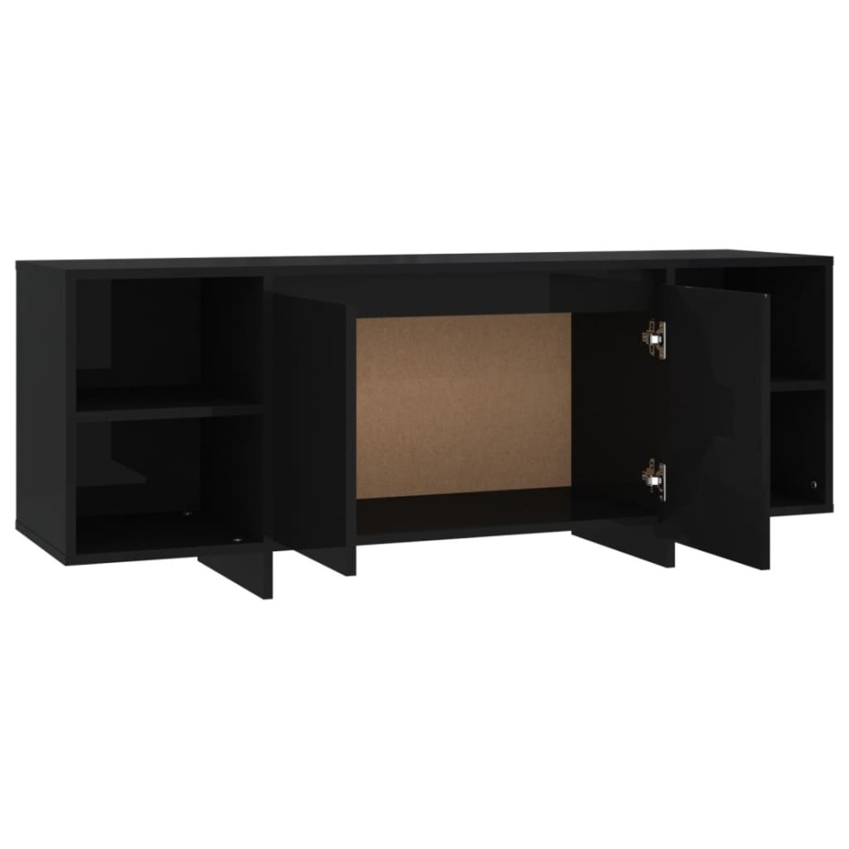 Mueble para TV madera contrachapada negro 130x35x50