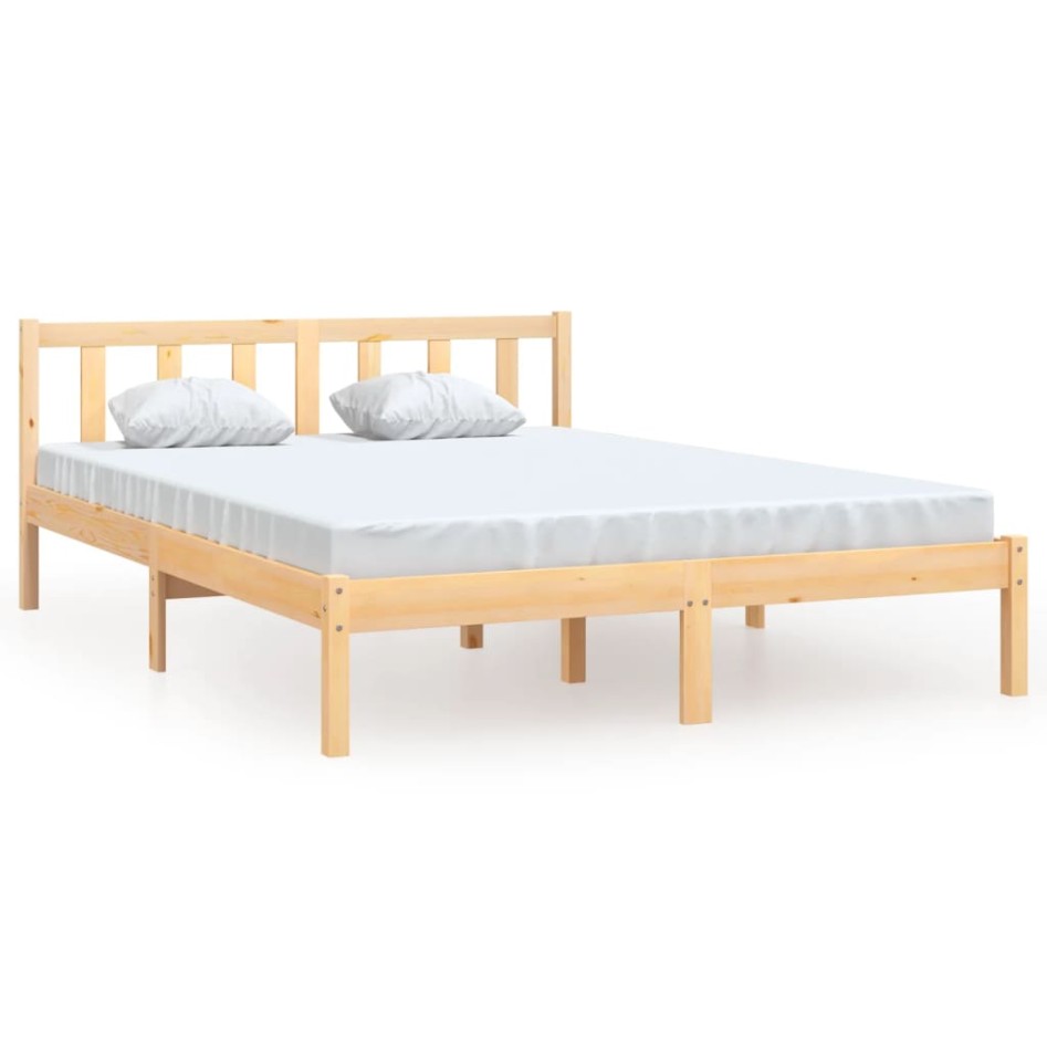 Estructura de cama doble sin colchón madera