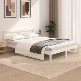 Estructura de cama doble pequeña sin colchón blanco 120x190