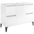 Armario de lavabo madera contrachapada blanco brillo
