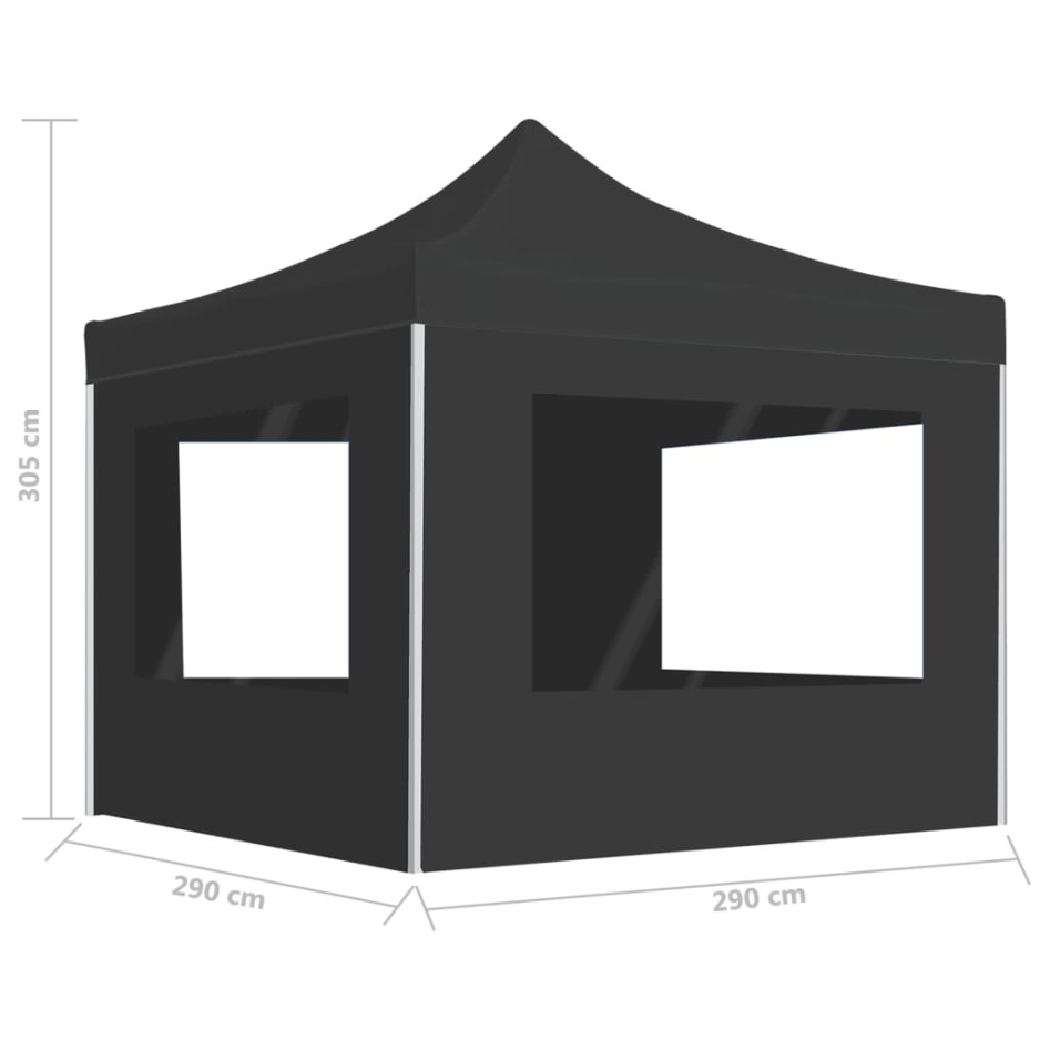 Carpa plegable profesional con paredes aluminio antracita 3x3