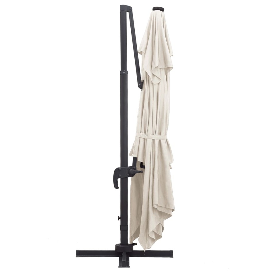 Sombrilla voladiza luces LED y poste aluminio arena 4x3