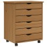 Cajonera con ruedas MOSS madera maciza pino marrón