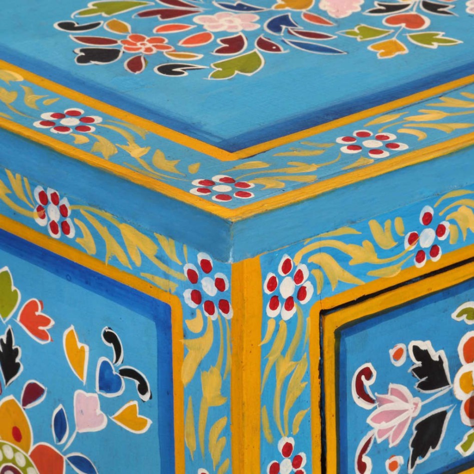 Aparador turquesa de madera maciza de mango 55x30x76