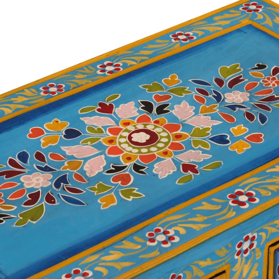 Aparador turquesa de madera maciza de mango 55x30x76